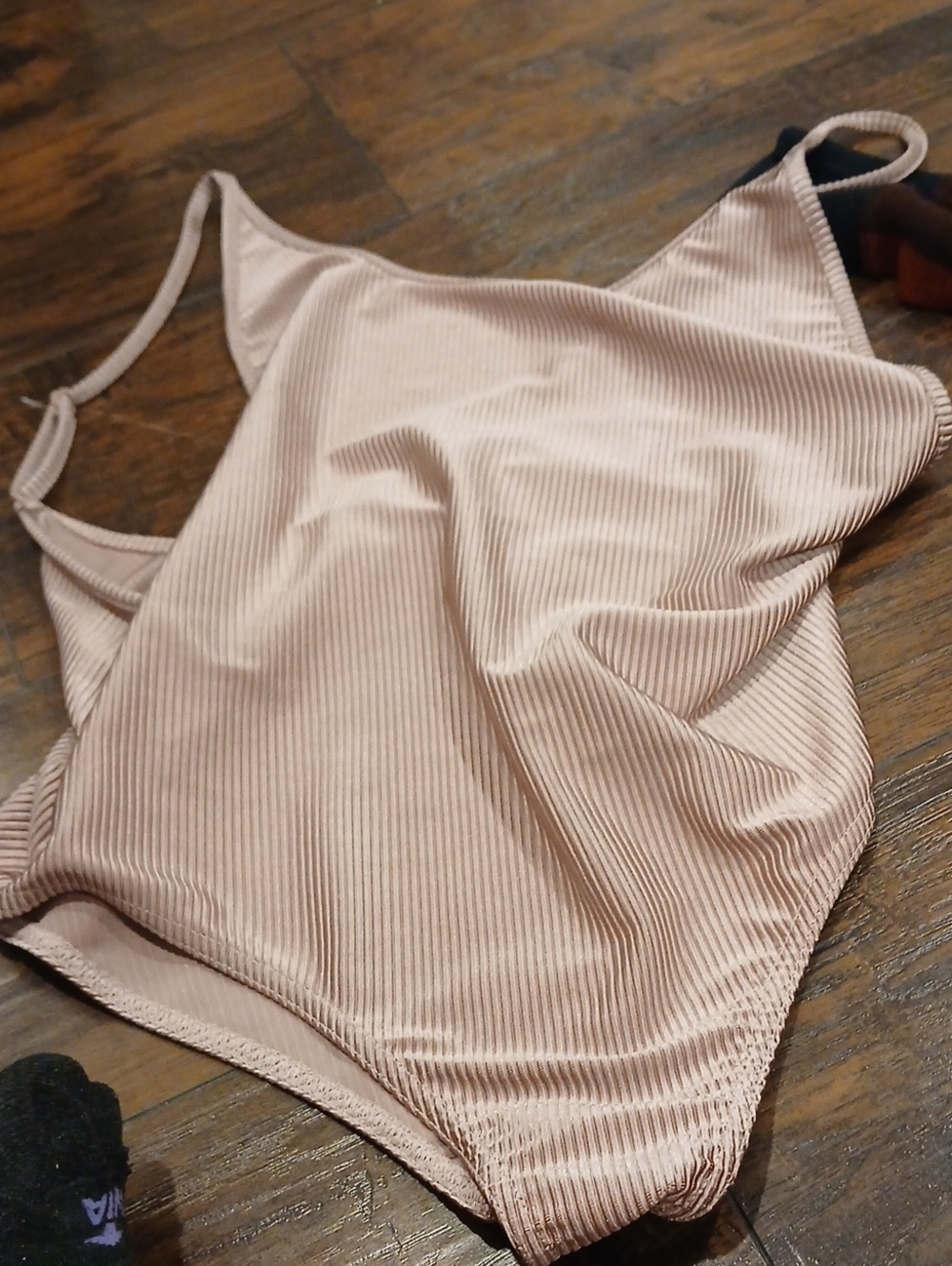 Forever 21 Ribbed Satin Cami Bodysuit in Light Blush